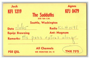 QSL Radio Card From Seattle Washington KFI 1219 KFJ 0479