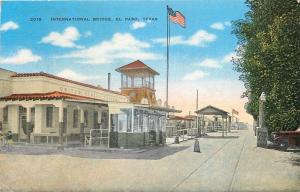 El Paso Texas~International Bridge~US Customs Gate~1952 Linen Postcard