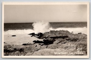 Monterey California RPPC Crashing Waves Real Photo Postcard M26