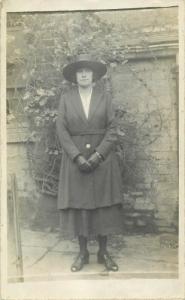 Women with fancy hats early photo postcards x 5