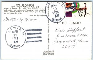 1984 Lewis, IA Post Office Cancel Postcard Town USPO Postal History A268