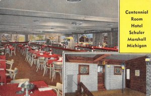 Centennial Room, Hotel Schuler, Marshall, Michigan 1940s Vintage Postcard