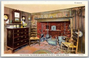 Salem Massachusetts 1940s Postcard The Kitchen House Of The Seven Gables
