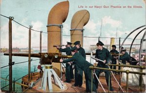 Life in Navy Gun Practice on USS Illinois Ship US Navy c1909 Postcard H61