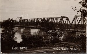 Sask Bridge Prince Albert Saskatchewan SK RPPC Postcard H59 *as is