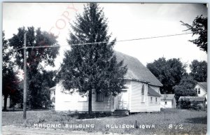 c1950s Allison, IA RPPC Older Masonic Building Real Photo Lodge Postcard A102