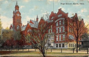 Akron Ohio 1908 Postcard High School