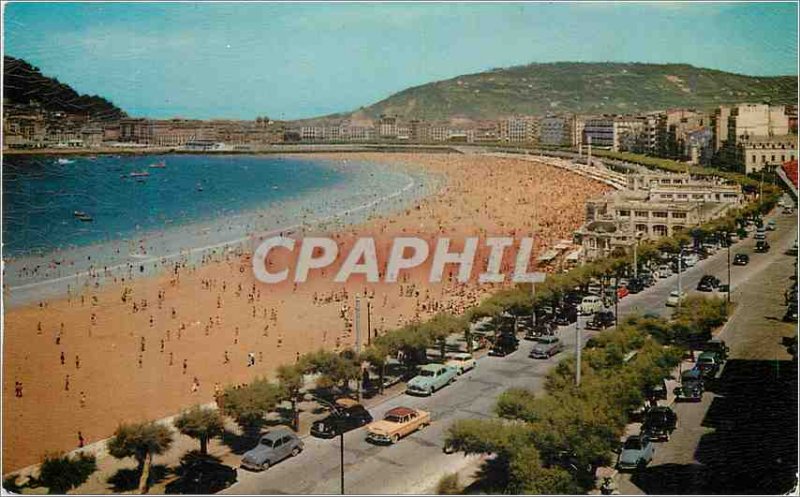 Postcard Modern San Sebastian Beach and Promenade de la Concha