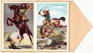 Cowboys and Cowgirls Folding Postcard Souvenir Folder Artist Signed 1910s