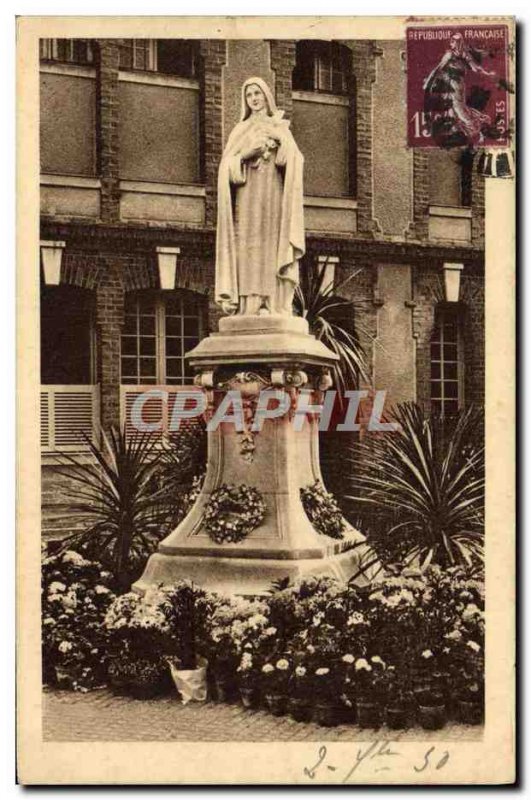 Old Postcard Statue of St. Therese of the Jesus & # 39Enfant in the Court & #...