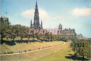 Modern Postcard The Scott Monument and the North British Hotel From the East ...