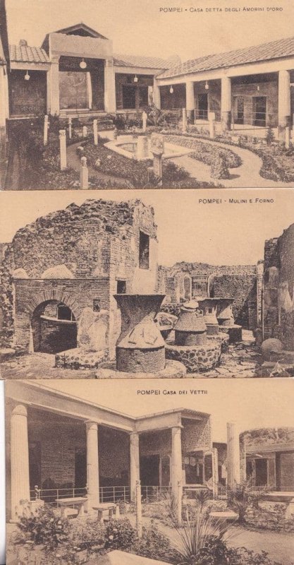 Pompei Casa Dei Vettii 3x Antique Italian Postcard s