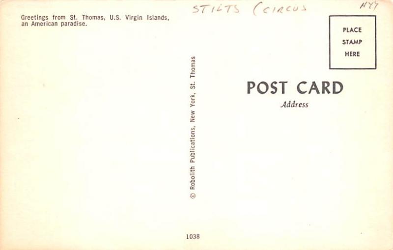Circus Acts Post Cards Greetings from St Thomas, US Virgin Islands Stilts, Ta...