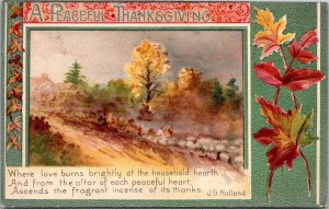 Postcard A Peaceful Thanksgiving poem~J G Holland Posted “Love From No. 30” KA6