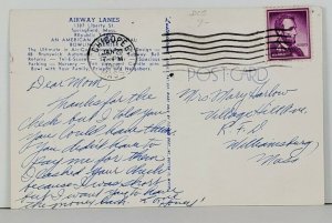 BOWLING Springfield MA AIRWAY LANES 1960s Chicopee to Williamsburg Postcard Q4