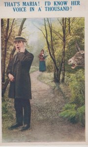 Thats Maria Singing Badly Calling Name Song Card Antique Comic Humour Postcard