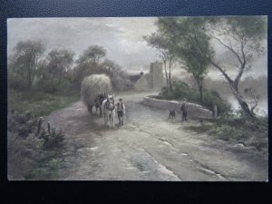 Rural Life Farming BRINGING HOME THE HARVEST Artist Elmer Keene - Old Postcard