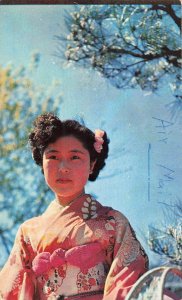 1957 Shizuoka Japan Kimono Girl Real Photo Postcard Army Air Force Posted