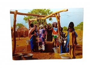 Women Collecting Water At The Village Well The Gambia Vintage Postcard 1981