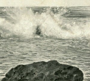 Fishing Rocks At HIgh Tide Washington State Coast 1910 Vtg Postcard