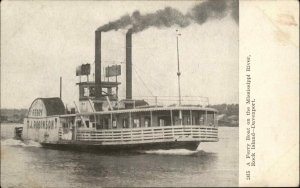 Davenport Iowa IA Rock Island Ferry on Mississippi River c1910 Vintage Postcard