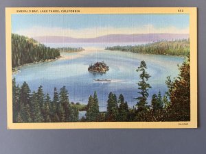 Emerald Bay Lake Tahoe CA Landscape Linen Postcard A1141091559