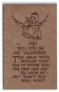 ARTS & CRAFTS VALENTINE  Postcard c1910s ~ Will You Be My Valentine? Howe Co.