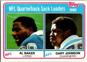 1981 Topps Football Card '80 NFL QB Sack Leaders Al Baker Gary Johnson s...