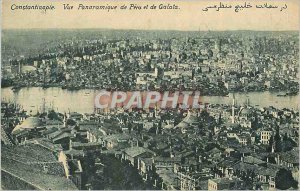 Old Postcard Constantinople panoramic view of Pera and Galata