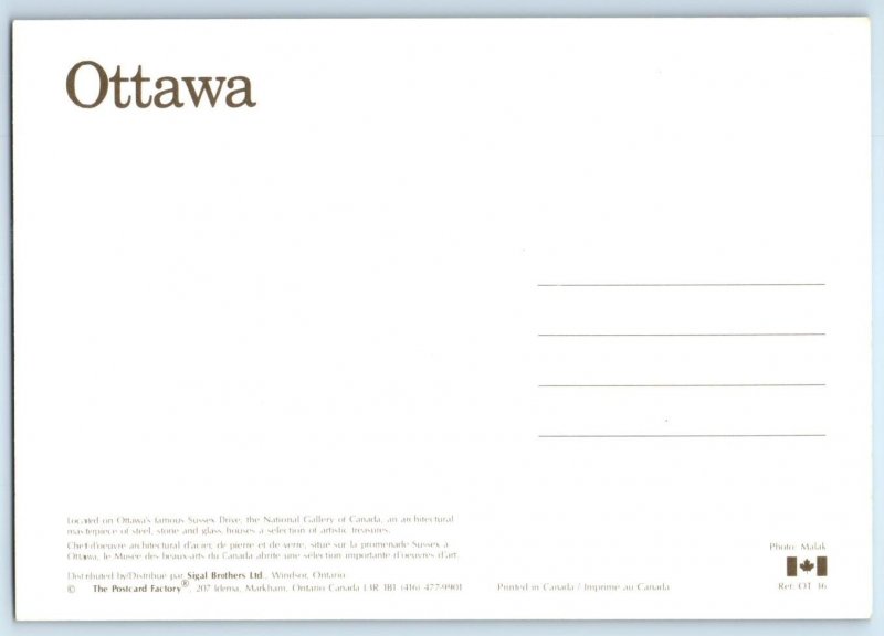 3 Postcards OTTAWA, Ontario ~ Day/Night NATIONAL GALLERY of CANADA Winter 1988