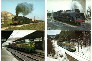 CHEMIN DE FER, LOCOMOTIVES, TRAINS IN BOX 1000 CPM Mostly 1960-1980 (L2401)