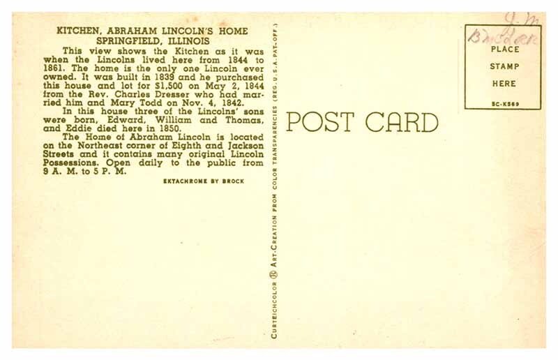 Postcard HOUSE SCENE Springfield Illinois IL AU1084