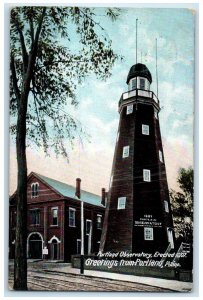 1910 Greetings From Portland Maine ME Posted Portland Observatory 1807 Postcard