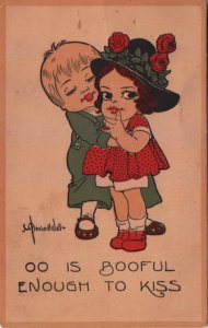 Bernhardt Wall postcard: Oo Is Booful Enough To Kiss