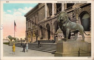 Entrance to Art Institute Chicago IL Postcard PC330