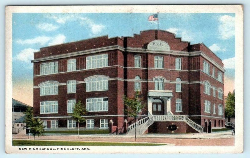 PINE BLUFF, Arkansas AR ~ New HIGH SCHOOL 1920 Jefferson County Postcard