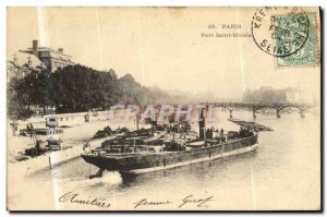 Old Postcard Paris Port Saint Nicolas Boat