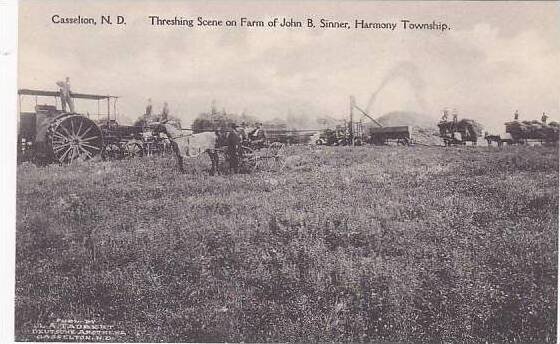 North Dakota Casselton Threshing Scene On Farm Of John B Sinner Harmony Towns...