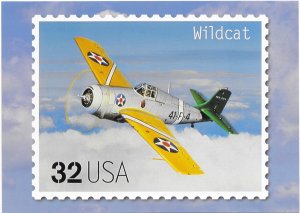 US Aircraft. unused. Wildcat.  5X7 Includes matching stamp #3142t. Nice