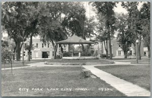 LAKE CITY IA CITY PARK VINTAGE REAL PHOTO POSTCARD RPPC