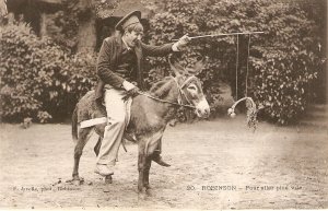 Robinson. Donkey. Pour aller `plu vite..Old  Vintage French postcard