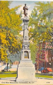 Civil War Monument, Carbondale, PA Civil War Postcard