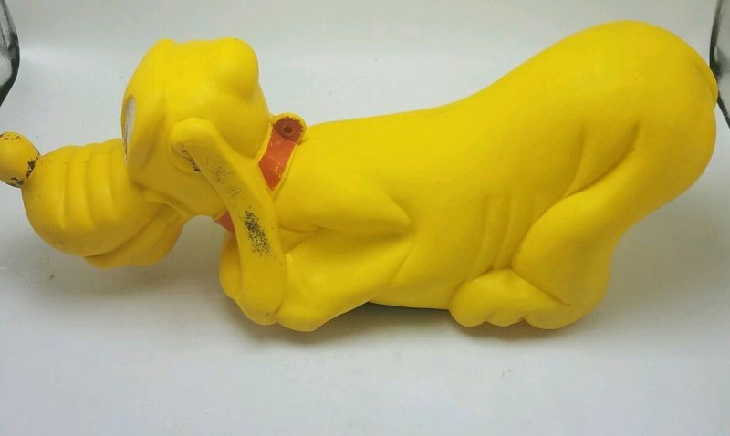 Vintage 1965 Louis Marx & Co Rubber Pluto Squeak Pull Toy Disney