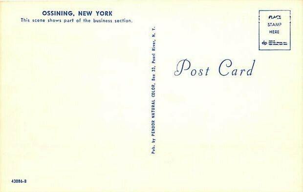 NY, Ossining, New York, Business Section, 1960s Cars, Pendor Color No. 43086-B