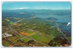 c1950's Coeur D'alene Aerial View Lake Roads Mountain Idaho ID Unposted Postcard