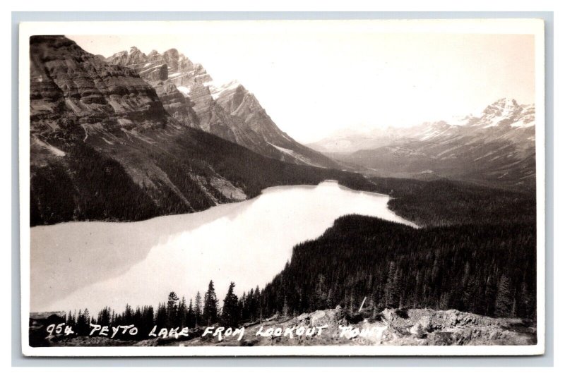 RPPC Peyto Lake From Lookout Point Alberta Canada UNP Postcard S6
