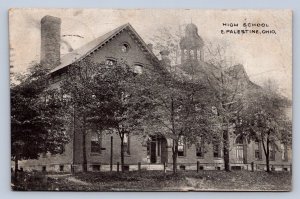 J87/ East Palestine Ohio Postcard c1910 High School Building 1185