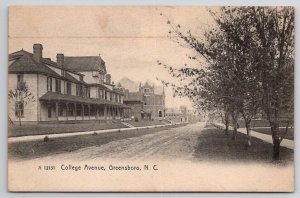 Greensboro NC College Ave Homes Church Dirt Road North Carolina Postcard F35