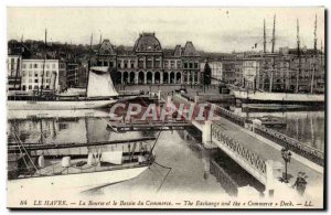 Old Postcard Le Havre Stock Exchange and trade Boat Basin