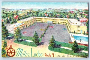 Philadelphia Pennsylvania PA Postcard Hub Motor Lodge Motel Building Exterior